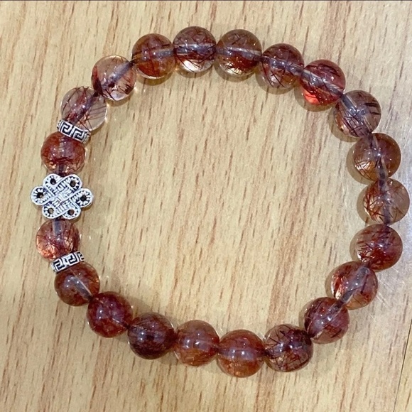 natural red hair rutilated quartz amulet bracelet - Picture 3 of 3